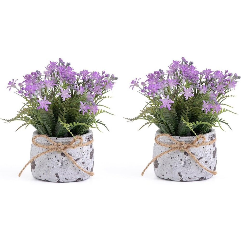 Fake Plants Purple Floral Small with 2 Pack The Sunflower Bathroom Shelf Decor